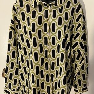 Stylish Zara Black and Green Patterned Women's Blouse. Size XL